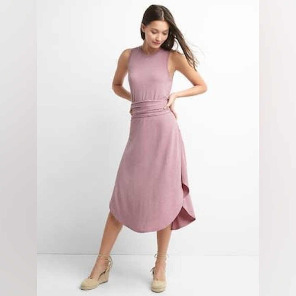 Gap - Wrap-Belt Midi Jersey Dress Sleeveless 720022 | Size XS | Lilac Mauve